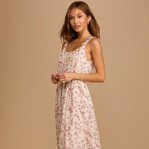 NWT - Be My Honey Cream Floral Print Tie-Strap Midi Dress XL